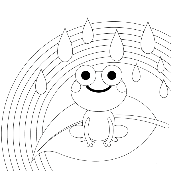 Rainbow and Frog coloring page image