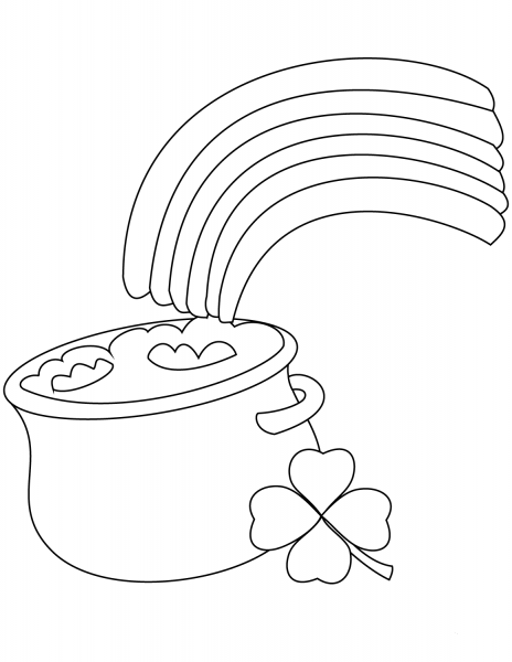 Rainbow and Pot of Gold coloring page image