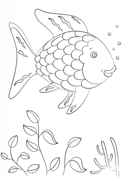Rainbow Fish coloring page image