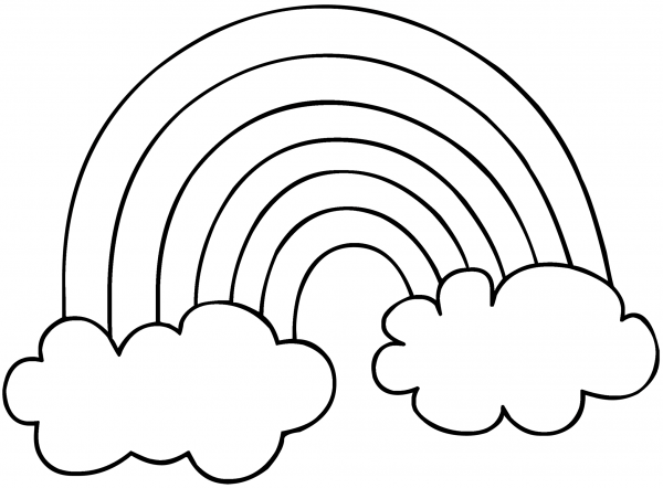 Rainbow with clouds coloring page image