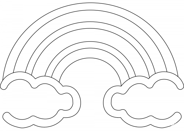 Rainbow with clouds coloring page image