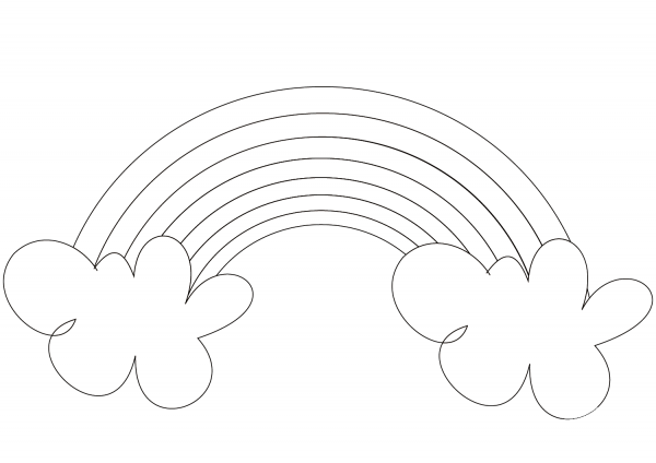 Rainbow with clouds coloring page image