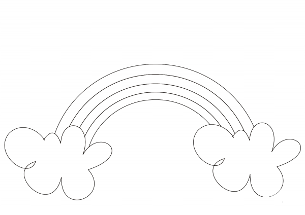 Rainbow with clouds coloring page image