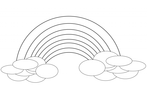 Rainbow with Clouds coloring page image