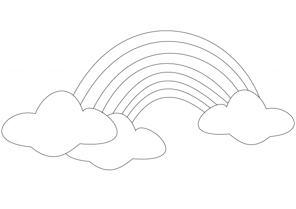 Rainbow with Clouds coloring page image