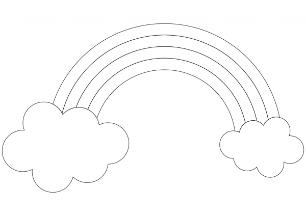 Rainbow with clouds coloring page image