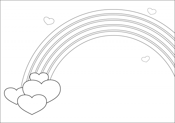 Rainbow with Hearts coloring page image