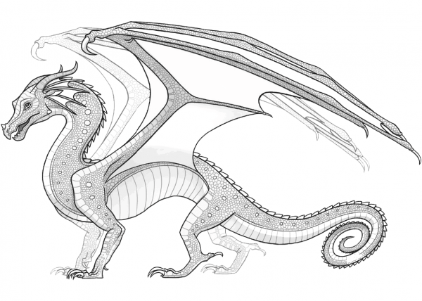 Rainwing Dragon from Wings of Fire coloring page image
