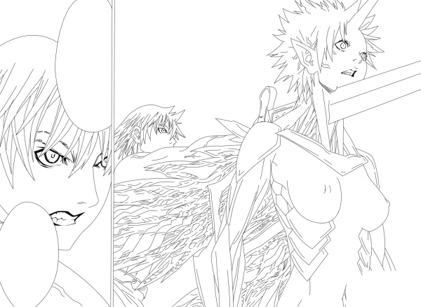 Raki and Priscilla from Claymore 147  coloring page image