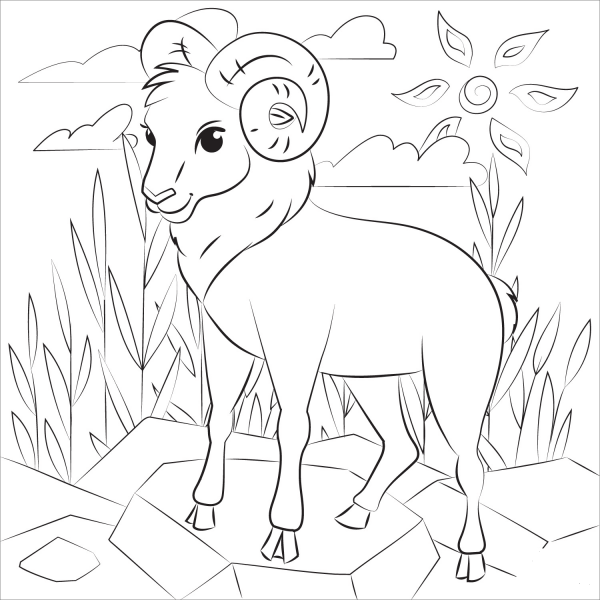 Ram coloring page image
