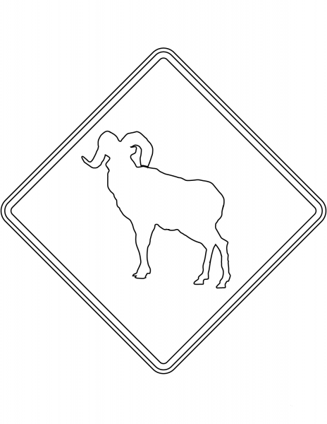 “Ram Crossing” Sign in the USA coloring page image