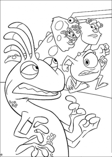 Randall Boggs, Mike and James P. Sullivan coloring page image