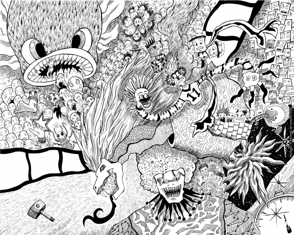 Random Doodle coloring page image