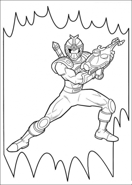 Ranger Blue Holds His Weapon  coloring page image