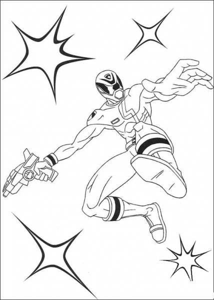 Ranger with a blaster coloring page image