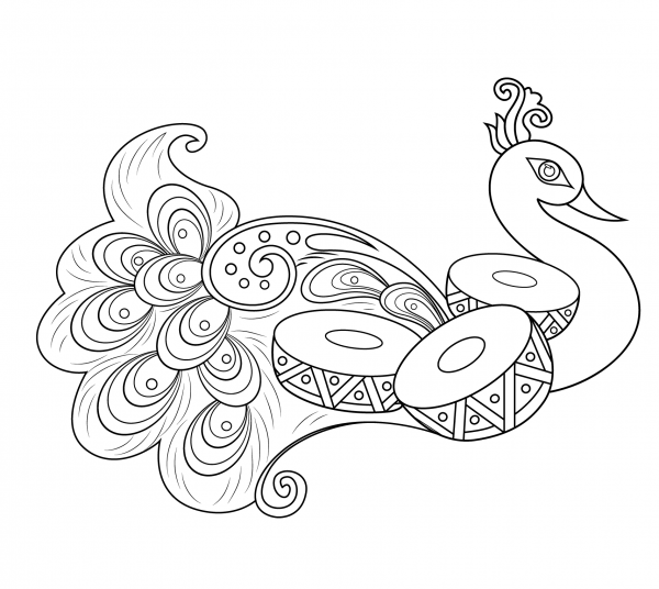 Rangoli with Peacock coloring page image