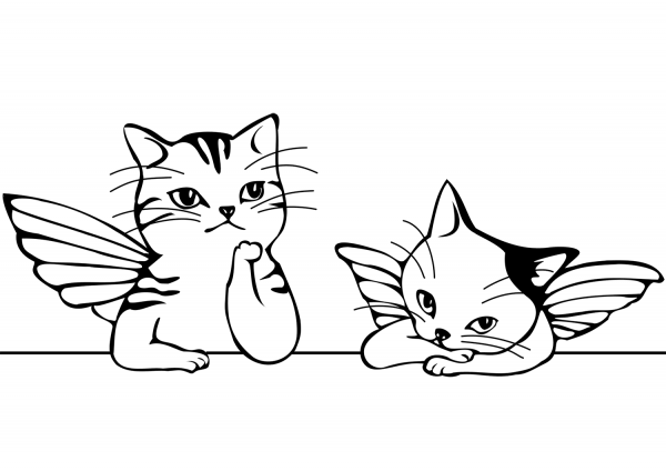 Raphael’s Two Cute Cats Angels coloring page image