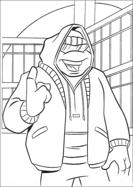 Raphael Wears Jacket  coloring page image