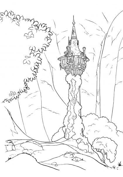 Rapunzel’s Tower coloring page image