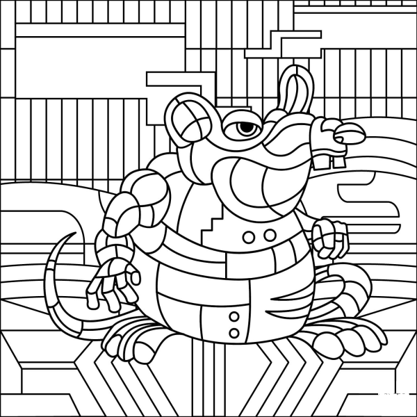 Rat coloring page image