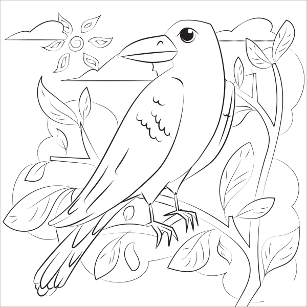 Raven coloring page image