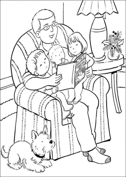 Reading Before Sleeping  coloring page image