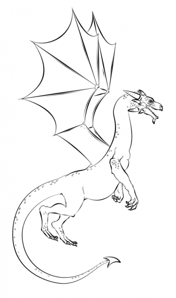 Realistic Dragon coloring page image