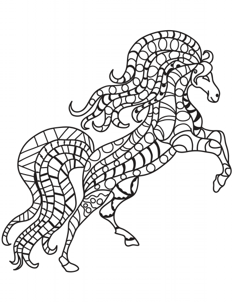 Rearing Horse Zentangle coloring page image