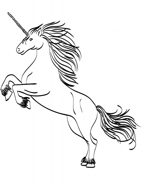 Rearing Unicorn coloring page image