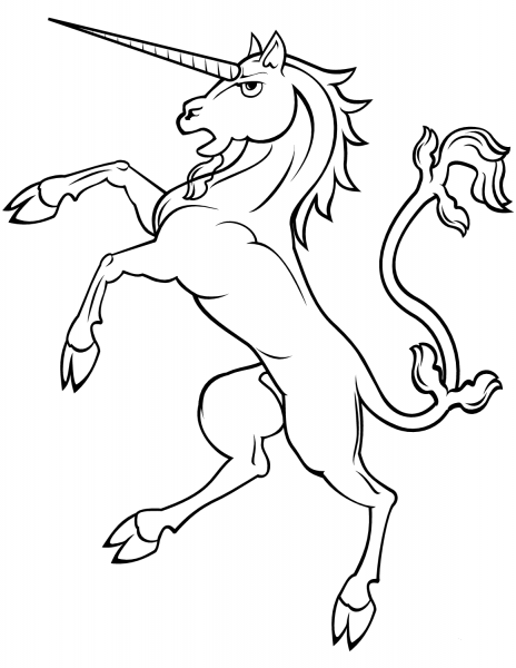 Rearing Unicorn coloring page image