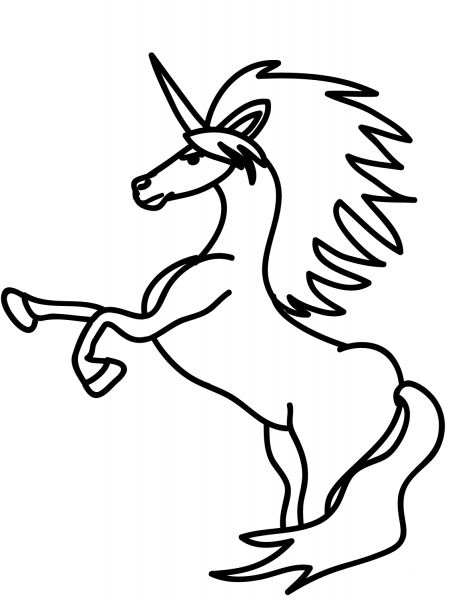 Rearing Unicorn coloring page image