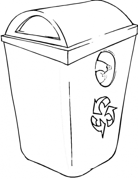 Recycling bin coloring page image