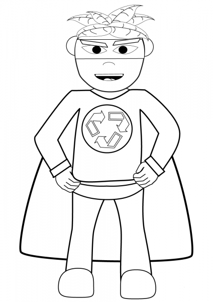 Recycling Superhero coloring page image
