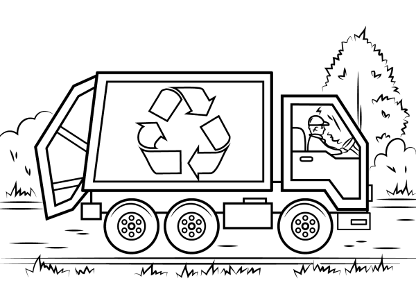 Recycling Truck coloring page image