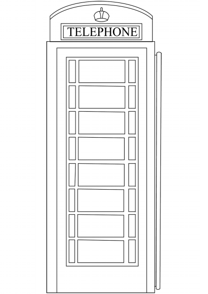 Red Telephone Box coloring page image