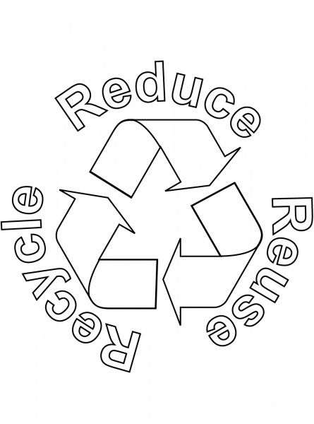 Reduce, Reuse, Recycle coloring page image