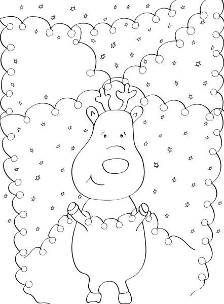 Reindeer with Christmas Lights coloring page image