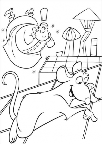 Remy on the roof coloring page image