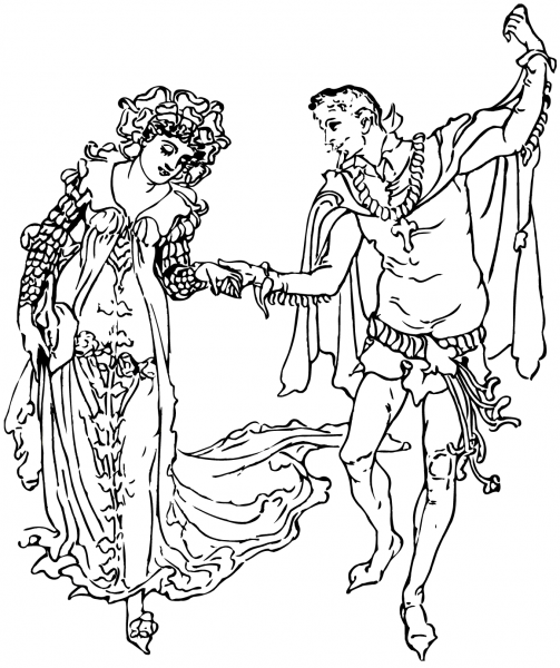 Renaissance Couple coloring page image