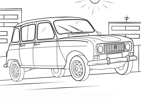 Renault 4 coloring page image