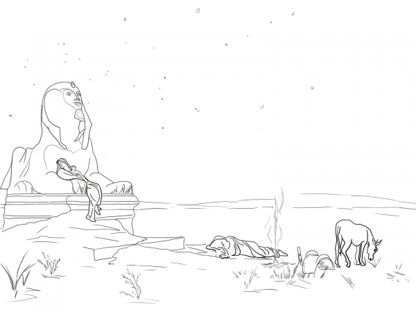 Rest on the Flight Into Egypt coloring page image