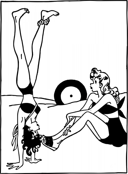 Retro Beach Ladies coloring page image