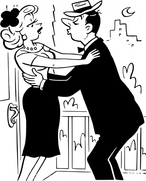 Retro Comic Goodnight Kiss coloring page image