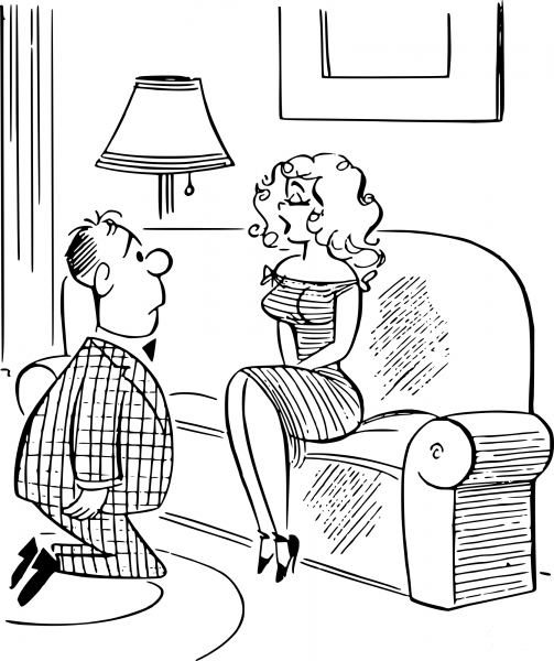 Retro Comic Marriage Proposal coloring page image