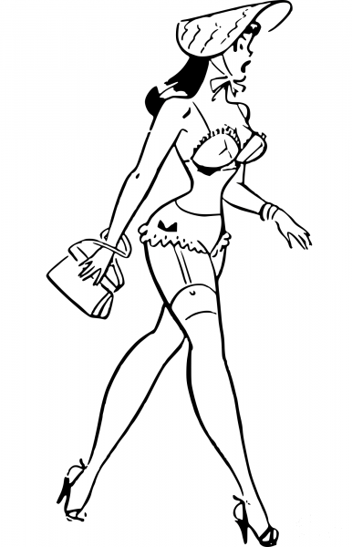 Retro Comic Underwear Woman coloring page image