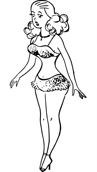 Retro Comic Woman in Underwear coloring page image