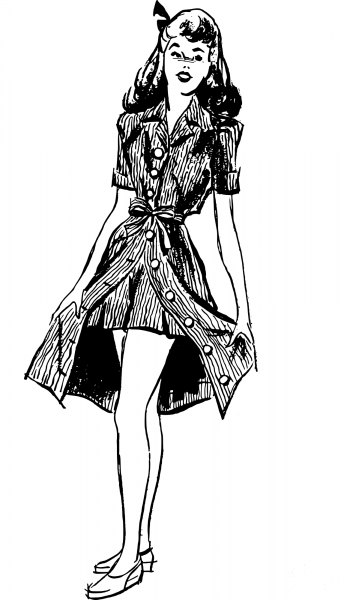 Retro Dress Lady coloring page image