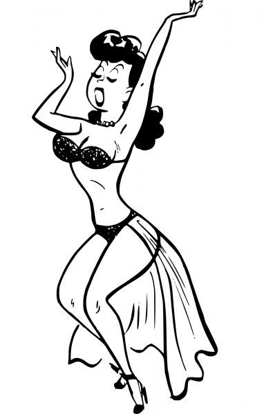 Retro Exotic Dancer Cartoon coloring page image