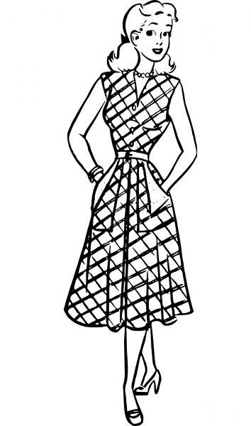 Retro Fashion Girl coloring page image