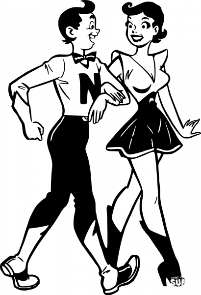 Retro Futuristic Comic Couple coloring page image